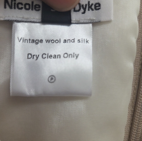 Nicole Van Dyke Wool Silk Vintage-Inspired Camel Dress Lace Ruffle Flared Skirt - Picture 8 of 9